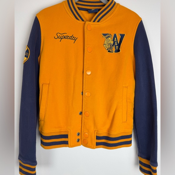 Superdry Jackets & Blazers - Superdry Wildcats Varsity Jacket Orange Navy Embroidered US 4